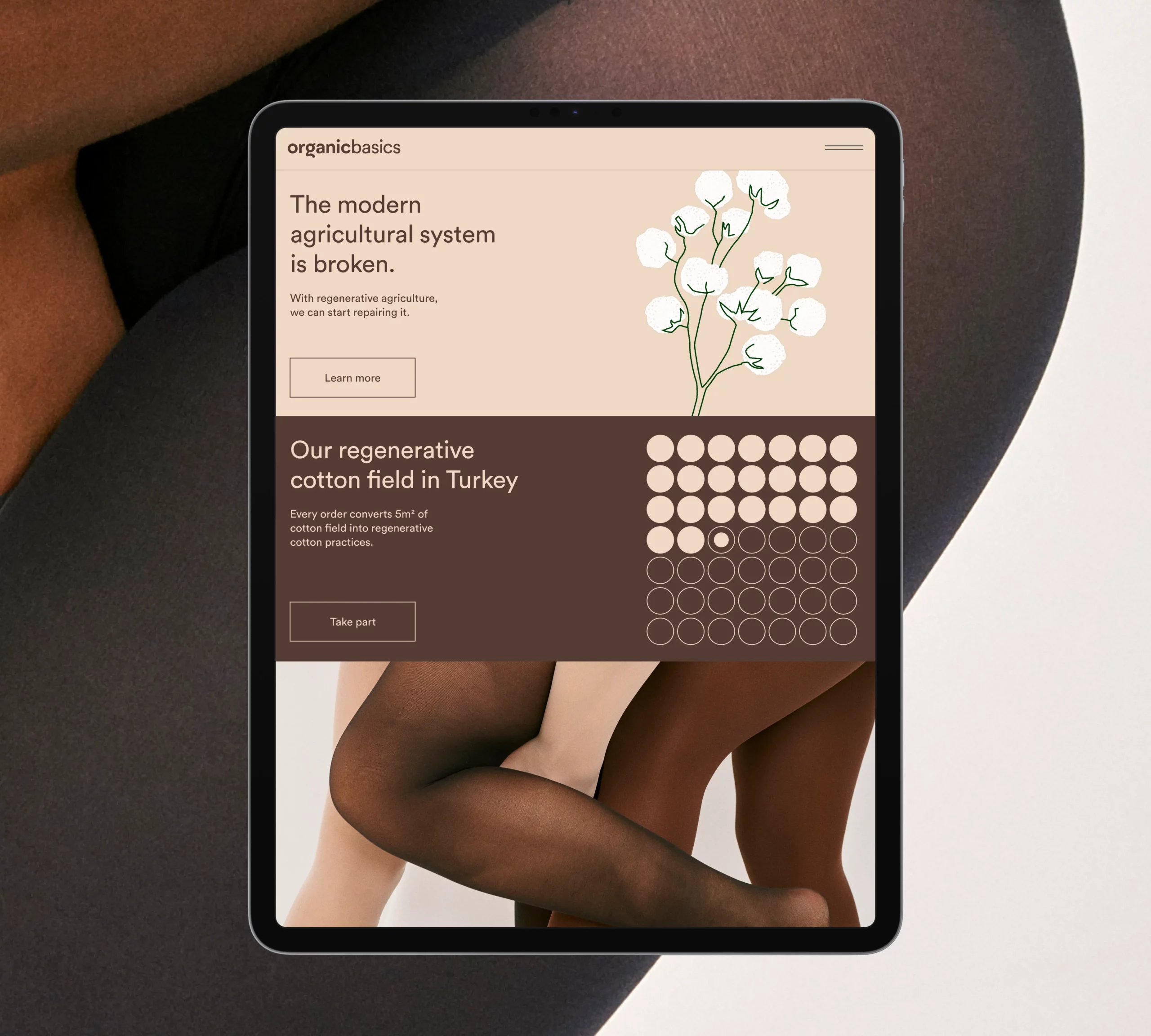 Organic Basics × WWF Black Friday campaign homepage overview
